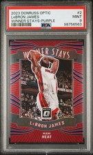 2023 PANINI DONRUSS OPTIC WINNER STAYS PURPLE #2 LEBRON JAMES PSA 9