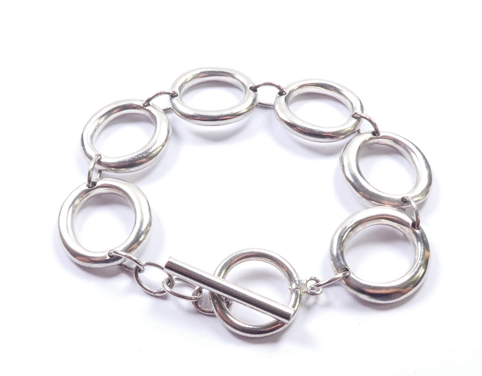 Toggle Bracelet Modernist Design Solid Links 925 … - image 1