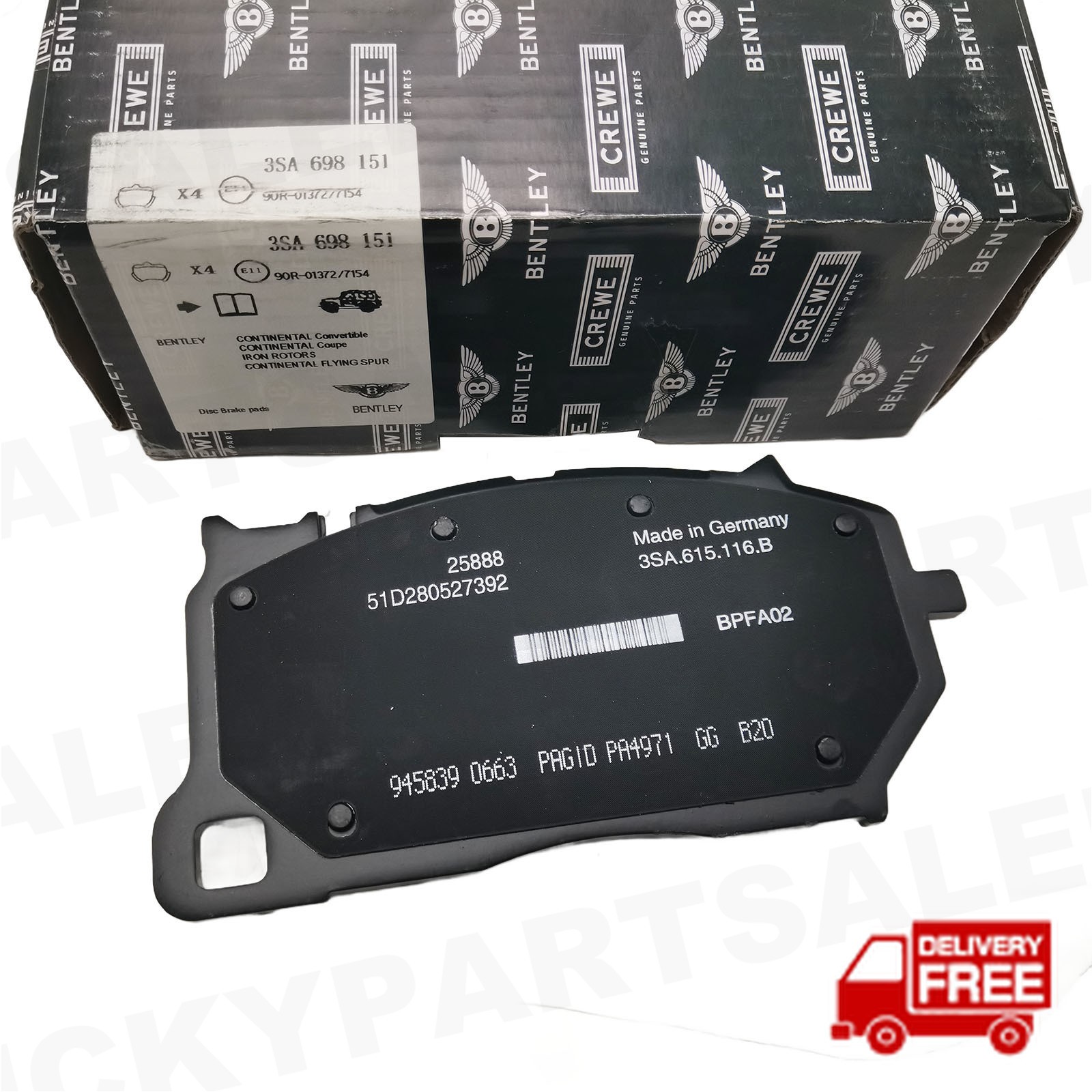 3SA698151A Front Brake Pads for Bentley Continental Gt Gtc Flying Spur 971907637