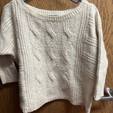 Ann Taylor Loft Women s Cream Sweater 3/4 Sleeve Size Medium