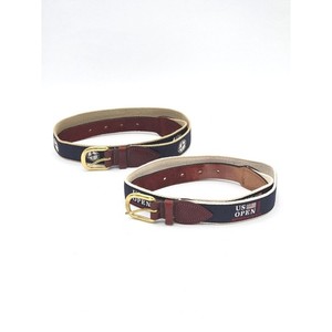 2002 US Open Bethpage NY Navy Ribbon Golf Belts Tiger Woods Set of 2 Sz S