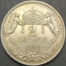 HUNGARY 2 KORONA 1912 KM#493 XF++ SILVER FRANCIS JOSEPH I. 1848-1916 KREMNICA