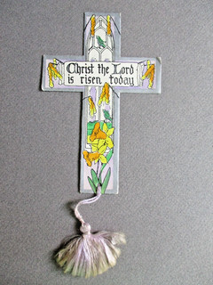 Vintage BOOKMARK Religious Christ the Lord is Risen Cross Shaped Lychgate