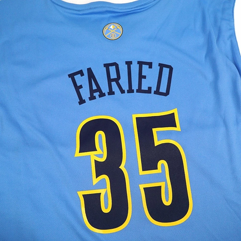 Camiseta deportiva de baloncesto juvenil Kenneth Faried Denver Nuggets NBA Adidas azul carretera Foto 4 de 4