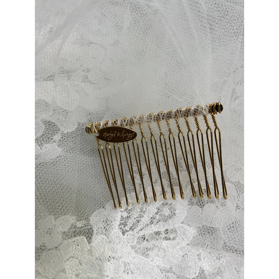 Twigs & Honey 'Lace' White Cotton Blusher Veil Size OS - Image 4 of 4