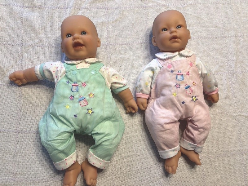 Two Berenguar Baby Dolls Soft Body Weighted Bottoms 15” Twins?