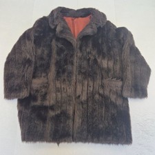 Mini Barmink Coat 20-22 Brown Womens Faux Fur Long Sleeve Mid Length Vintage
