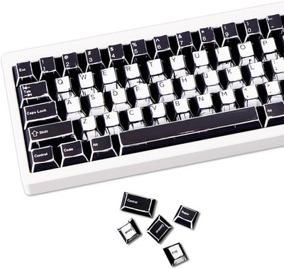 137 PBT Keycaps, White and Black Keycap Sets, MXD Technology (Anti Sink, Anti Sc