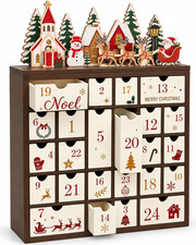 Wooden Advent Calendar 2026 with 24PC Drawers, Christmas Decor Indoor