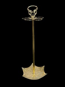 Vintage English Victorian Style Brass Umbrella Cane Stand w/ Dragon Handle 29" 