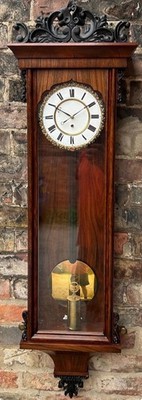 Stunning Biedermeier Vienna Regulator Wall Clock   Ca 1880