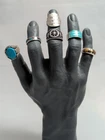 Men's Sterling Silver Rings - Stoneweaver - Multi-Stone Inlay - Lot of 6 - Vtg