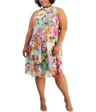 Signature by Robbie Bee Womens Floral A-line Dress