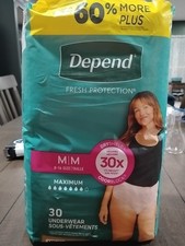 Depends Medium 8/16 Fresh Protection Women's Drysheild 30 Count