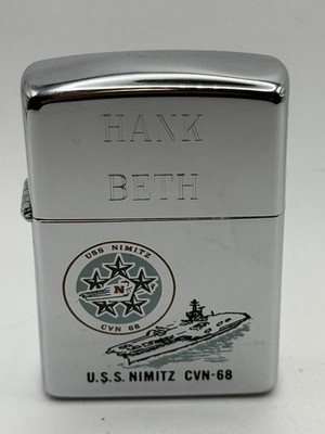 Vintage 1992 USS Nimitz CVN-68 Personalized Military Chrome Zippo Lighter New