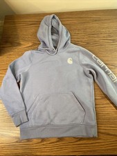 Carhartt Women's Relaxed Fit Midweight Logo Sleeve Graphic Hoodie Blue small