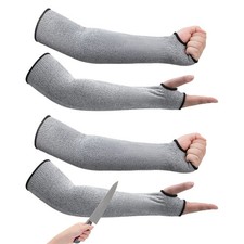 2 Pairs Cut Resistant Garden Sleeves Protective Arm Thumb Hole 18 Inch Guards