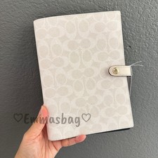 Coach Notebook In Signature Canvas CZ198, White/Chalk