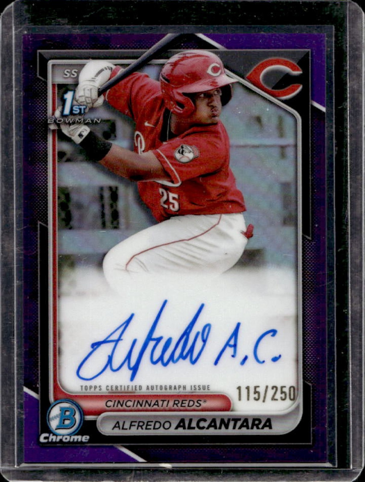 2024 Bowman Chrome Alfredo Alcantara Auto Purple Refractor 1st #115/250