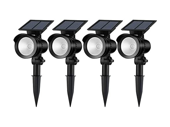 СОЛНЕЧНЫЕ ТОЧЕЧНЫЕ СВЕТИЛЬНИКИ BRIGHTOWN С РЕГУЛИРОВКОЙ НА 360 ° НА ОТКРЫТОМ ВОЗДУХЕ, КОМПЛЕКТ ИЗ 4 СОЛНЕЧНЫХ СВЕТИЛЬНИКОВ - ЧЕРНЫЙ