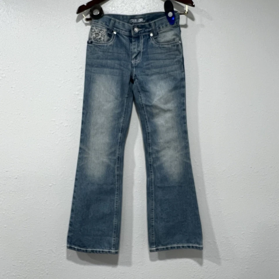 Cruel Girl Boot Cut Jeans Size 10S Cheetah Print Denim Distressed Girl’s EUC - Image 2 of 4