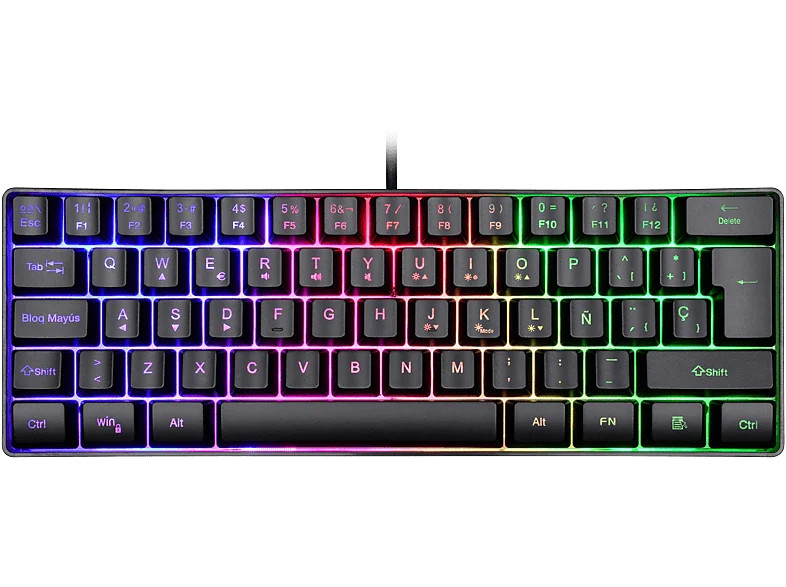 Teclado gaming - ISY IGK 3500-ES, Cable 1.7 m USB, Mini, Retroiluminación, Negro