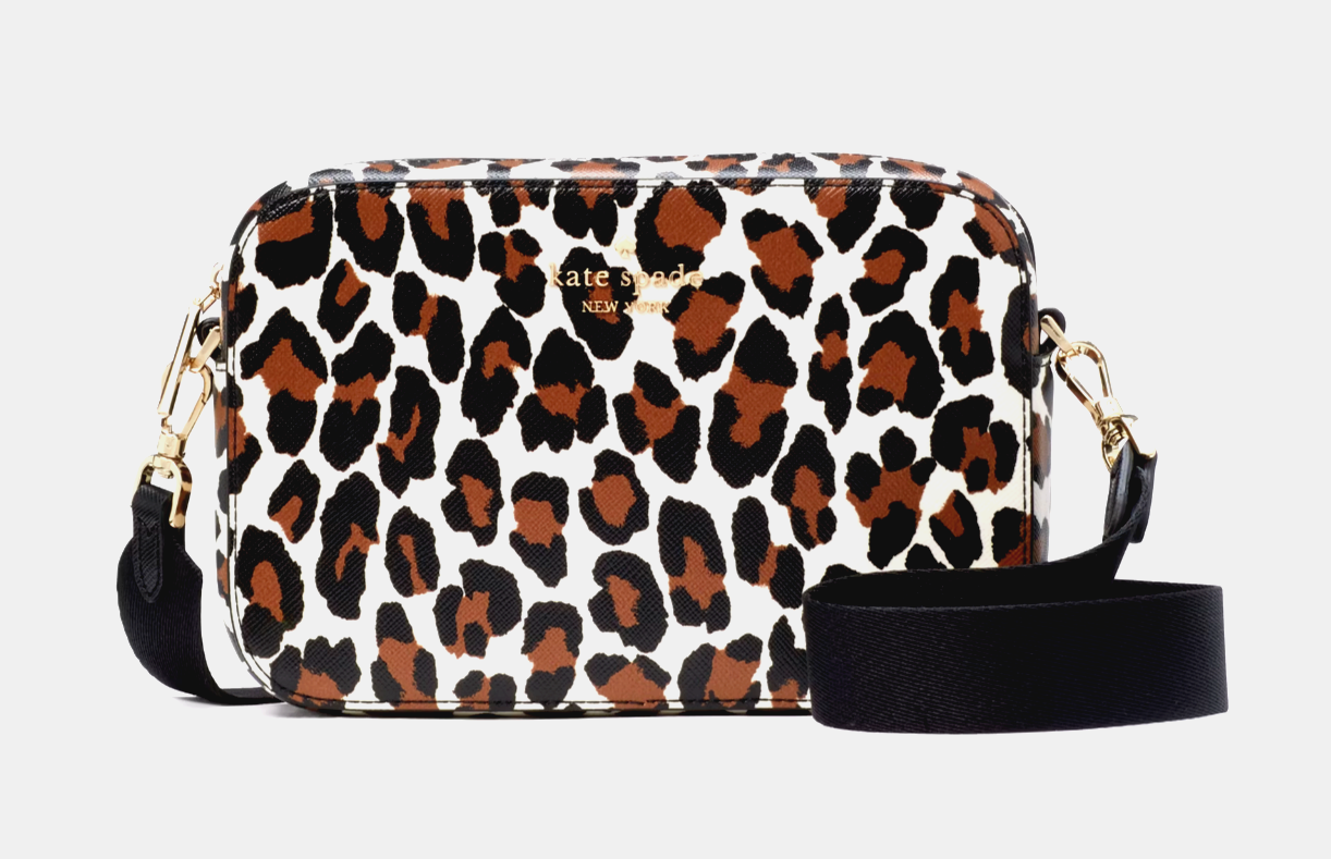 New Kate Spade Madison Spotted Leopard Mini Camera Bag Cream Multi with Dust bag