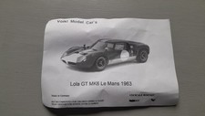 1/24 Völkl Classic Cars Lola GT Mk6 Le Mans 1963 Pełny ZESTAW MODEL STOJĄCY Nowy
