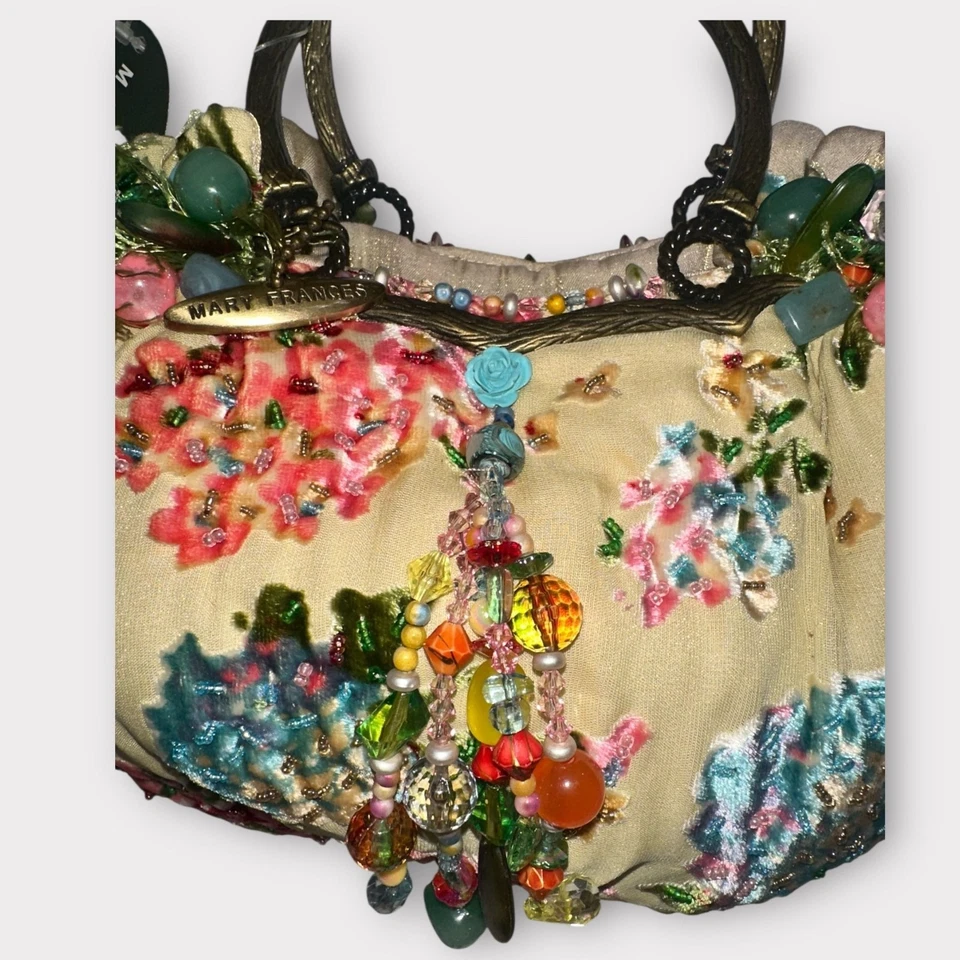 VTG Mary Frances Bag 824 Yellow Handmade Beaded Bouquet Top Handle Satchel NWT - Image 4 of 4