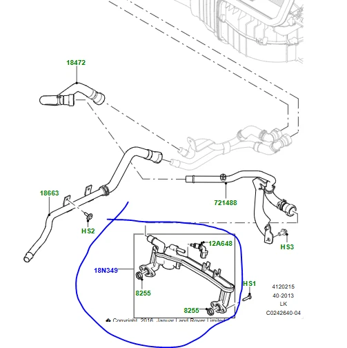 Оригинальный задний коллектор охлаждающей жидкости Land Rover 5,0 л Range Rover Range Rover Sport LR12 - Изображение 3 из 3