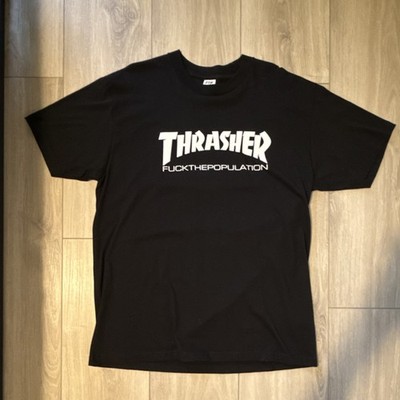 FTP Thrasher Black Graphic Print T-Shirt XL 100% Cotton Pre-Shrunk Crew Neck