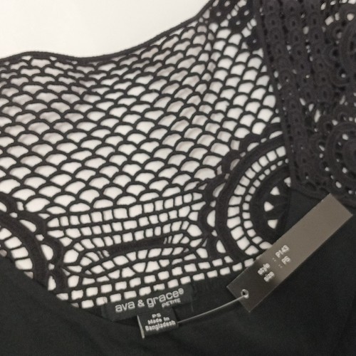 Eva & Grace black sleeveless eyelet embroidered shoulders top women's Sz PS NWT - Picture 2 of 8