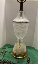 Electric Crystal And Brass Table Lamp 191/2” To Top Of Socket 