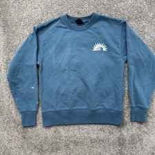 Stained Womens S North Face Sweatshirt Blue Crew Neck Long Sleeve Sun Logo