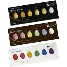 Gansai Tambi Metallic Watercolor Set - 6 Vibrant Colors, 3-Pack for Artists