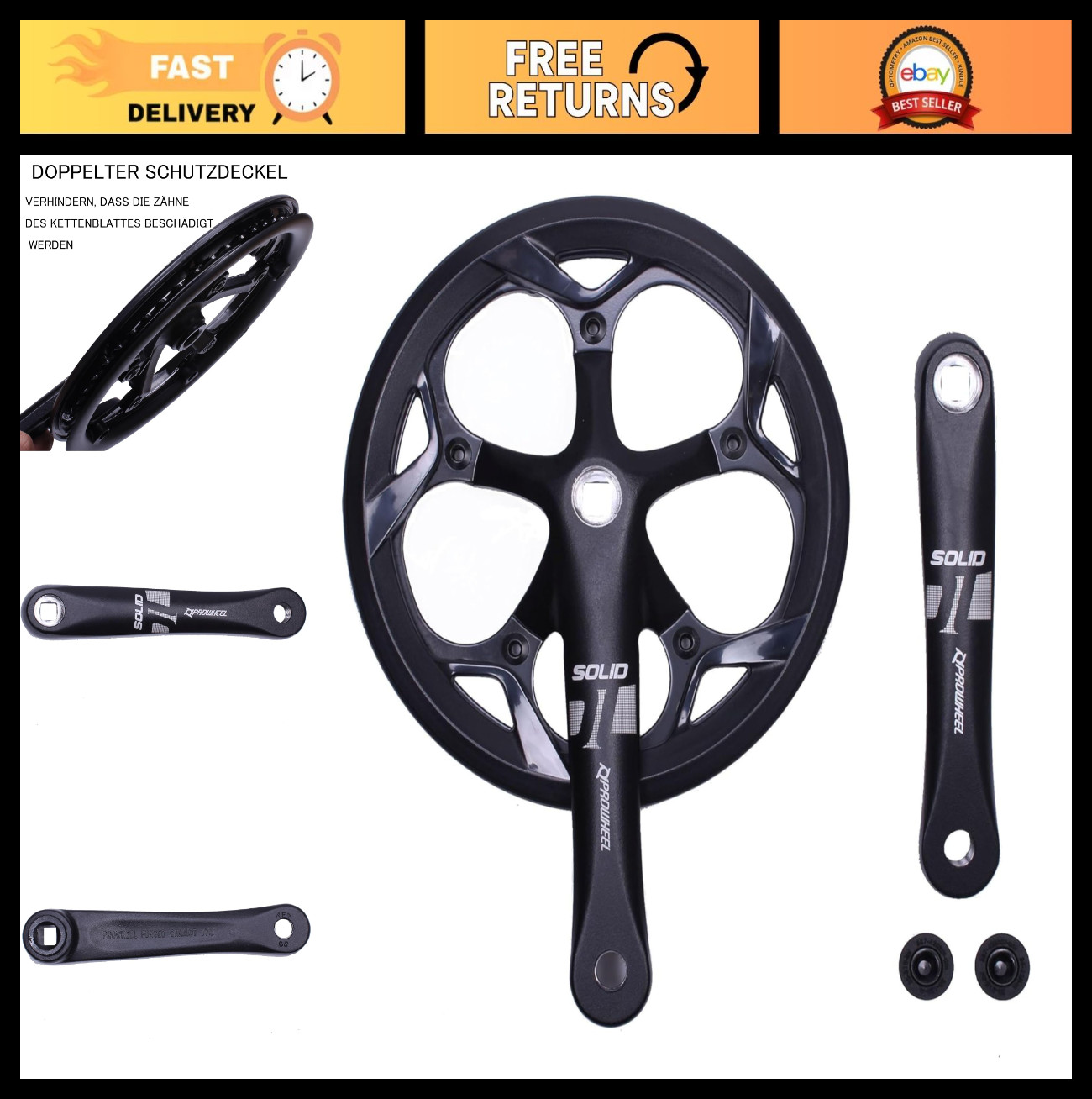 52T Bike Crankset 130MM BCD, 165/170/172.5/175MM Crank Arms,