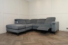 Devante Fabric Electric Recliner Corner Chaise Sofa Grey-Left Hand Facing