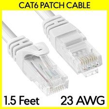 1.5 FT Cat6 Cable White Cat 6 Patch Cord LAN Internet RJ45 Modem Ethernet Cable