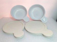 Lot of 2 Corning Ware White GRAB IT Bowls with Plastic Lids 150-B 0.4 L