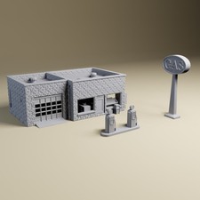 Modern Gas Station - Miniature Terrain for tabletop skirmish wargaming