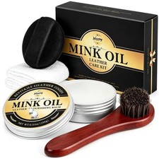 4 in 1 Mink Oil Kit, 3.52 oz Leather Conditioner and Cleaner for Shoes Boot