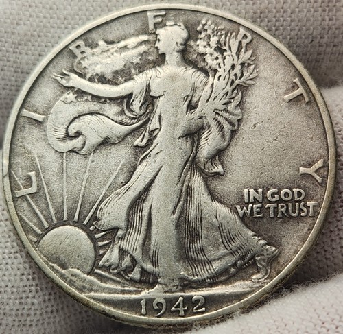 1942 D Walking Liberty Half Dollar - 90% Silver - VG/Fine - WL-42D