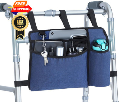 Premium Walker Bag with Cup Holder, Large Capacity Basket ''Dark Blue'' 
