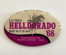 Las Vegas Hellorado Rodeo 1968 Pinback Button Or Pin Sponsored By Elks Lodge
