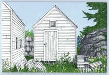 1982 Art Traps Houses Scene Anne Kilham Rockport Maine ME Vintage Postcard