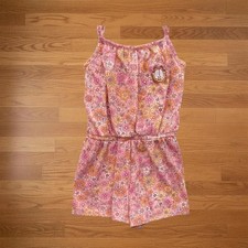 Nickelodeon Garfield Girls Floral Romper Pink Orange Yellow Sleeveless Sz Small