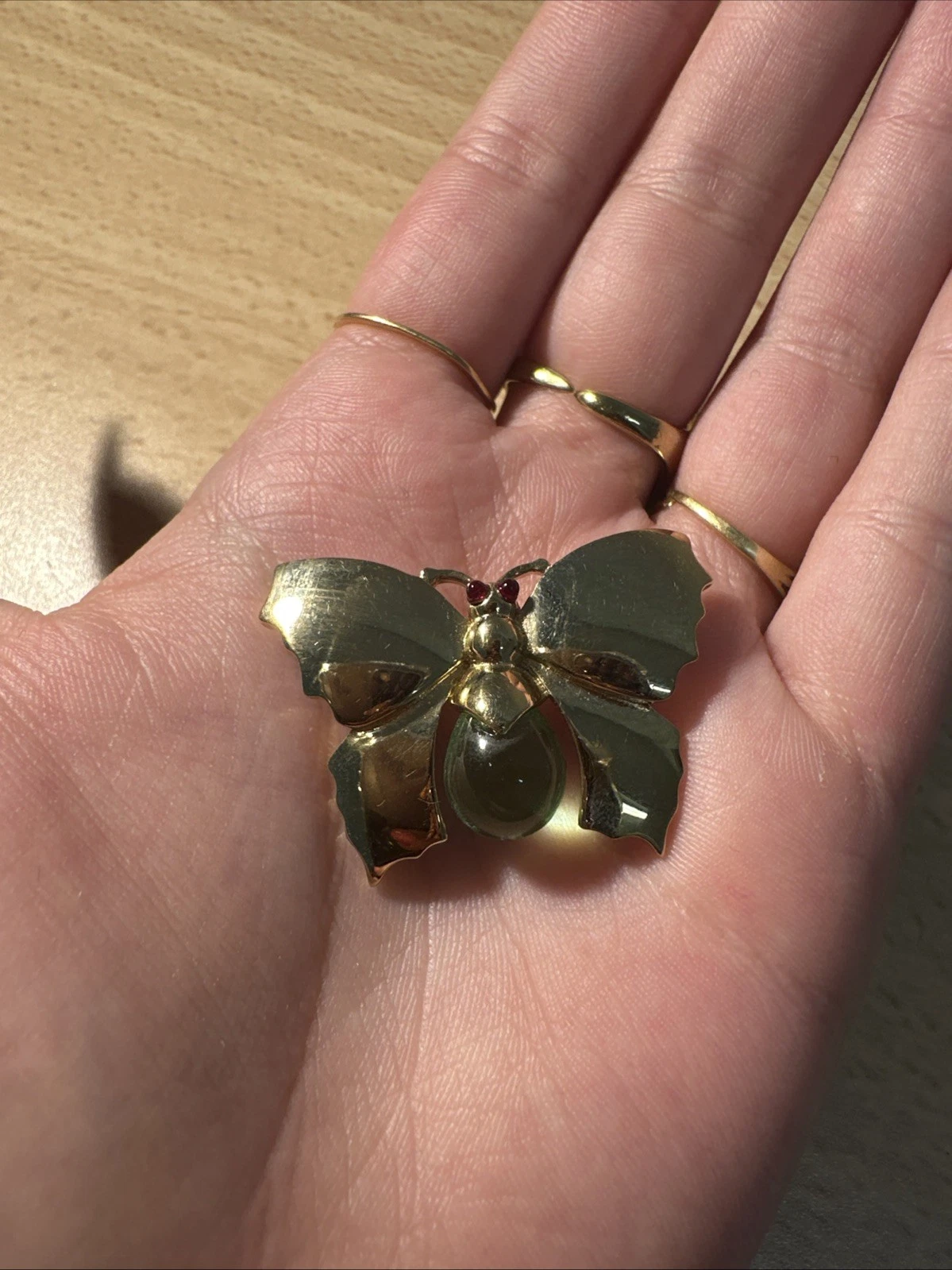 Broche Papillon, Doré, Vert Bijoux Fantaisie