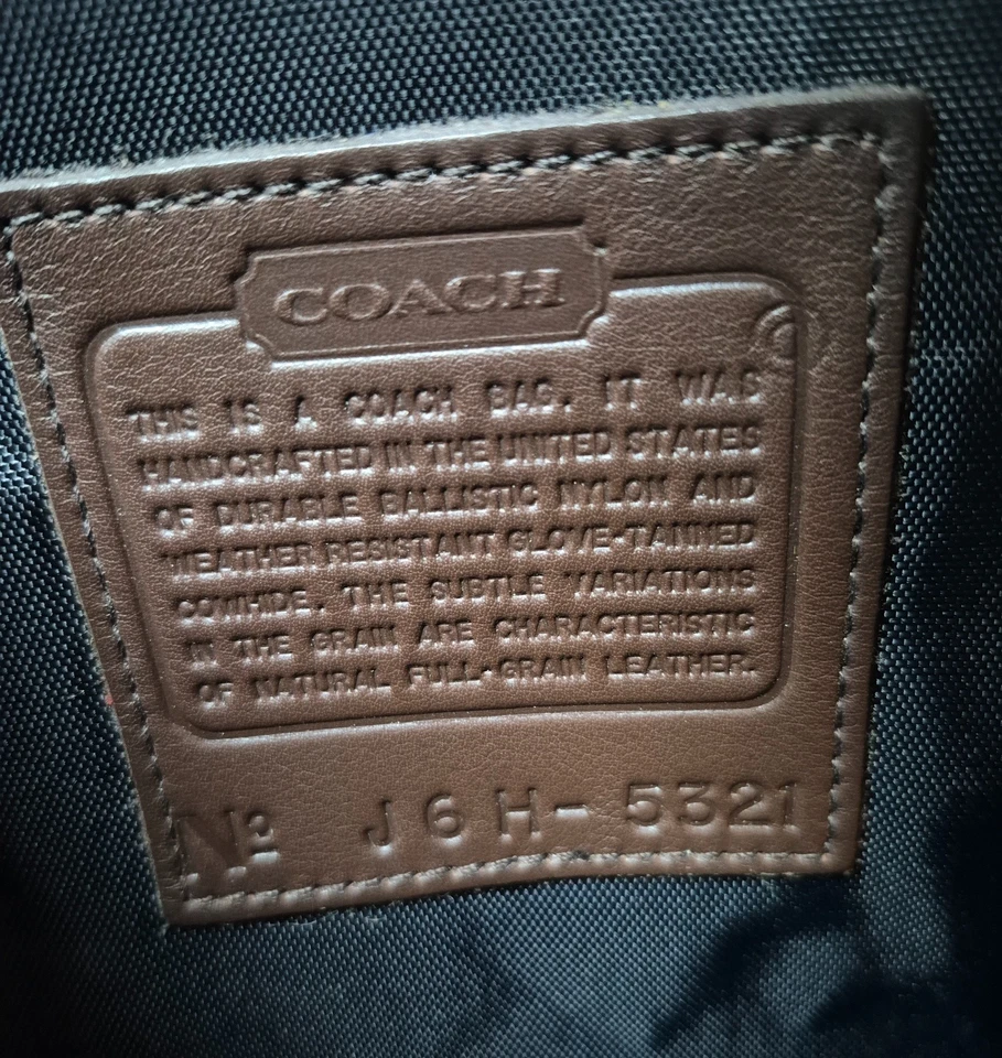 De colección COACH #5321 "Flap Brief" Nylon Cuero Turnlock Maletín Bolso Mensajero Foto 2 de 4