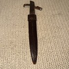German  Antique WW1 Large & Heavy Hunting Fighting Stag Knife w/ Sheath — photo 9