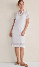 Haven Well Within Open Stitch Crochet Midi Dress White Organic Cotton Sz S Beach